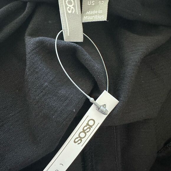 ASOS Women's Linen one shoulder midi dress black NWT - Picture 3 of 3